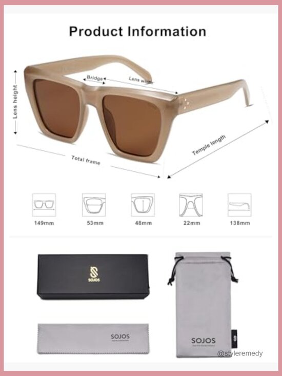 Oversized Square Cat Eye Polarized Sunglasses with UV400 Protection main image 7
